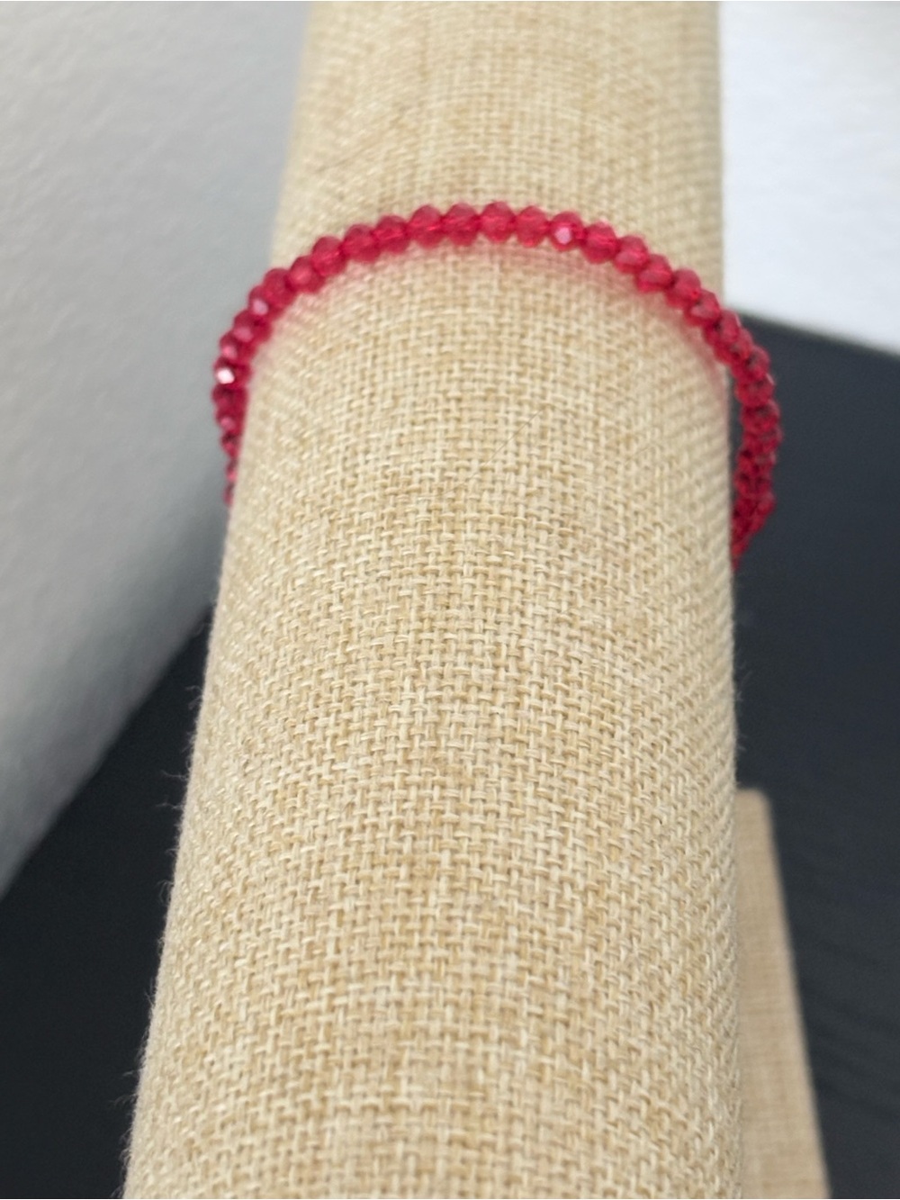 Handcrafted red faceted crystal beaded bracelet